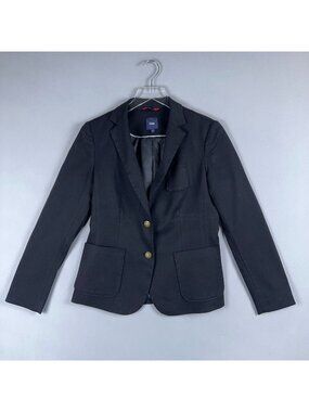 Gap Blazer Coat Womens Size 4 Fornt Two-Button Fully Lined Long Sleeves Black